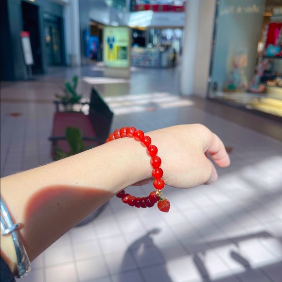 Jewelry Red Onyx Bracelet With Peach Charm Poshmark